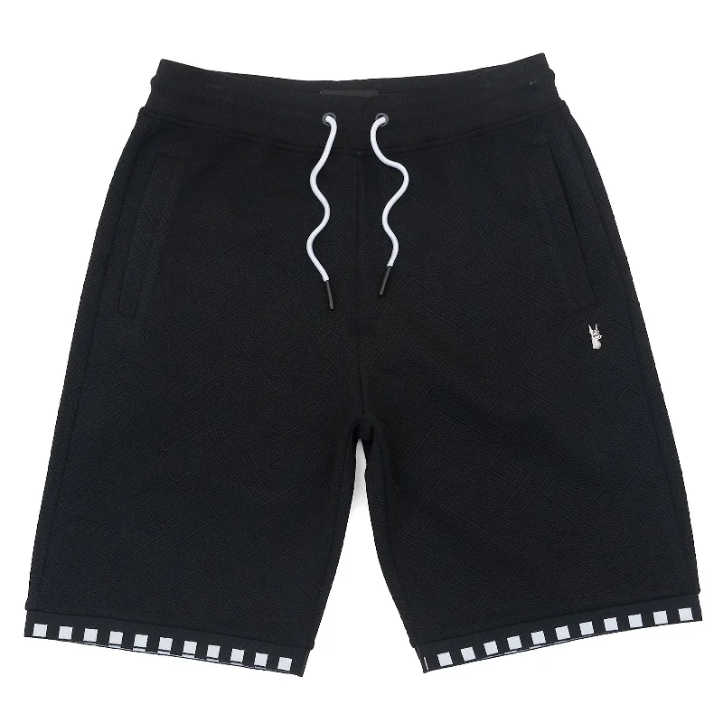 Men's floral print silk blend shorts for a unique night - out lookM963 Bianchi Jacquard Shorts - Black