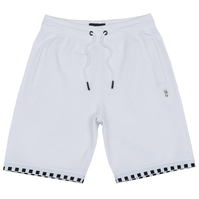 Men's button - fly denim work shorts for durability on the jobM963 Bianchi Jacquard Shorts - White Men's button - fly denim work shorts for durability on the jobM963 Bianchi Jacquard Shorts - White
