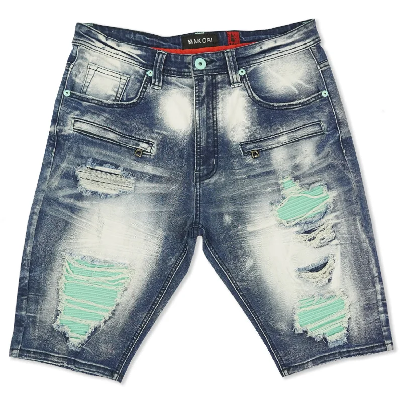 Men's button - fly denim work shorts for durability on the jobM970 Galveston Biker Shredded Shorts - Dark Wash Men's button - fly denim work shorts for durability on the jobM970 Galveston Biker Shredded Shorts - Dark Wash