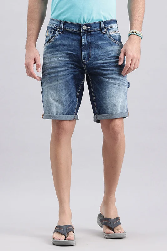 Men's flat - front chino shorts for semi - formal summer eventsMed Blue Carpenter Denim Short Men's flat - front chino shorts for semi - formal summer eventsMed Blue Carpenter Denim Short