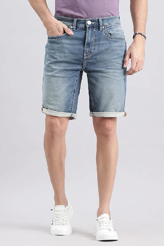 Men's side - stripe track shorts for a sporty running lookMed Blue Denim Short
