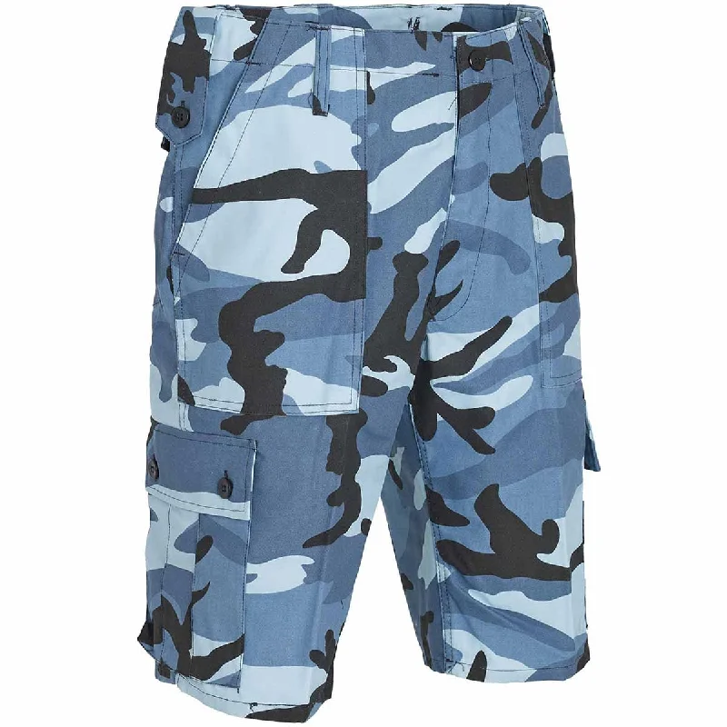 Men's flat - front chino shorts for semi - formal summer eventsMidnight Blue Camo Combat Shorts Men's flat - front chino shorts for semi - formal summer eventsMidnight Blue Camo Combat Shorts