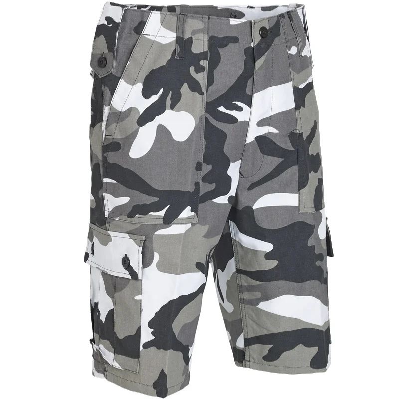Men's ripped denim shorts for a trendy streetwear aestheticUrban Camo Combat Shorts