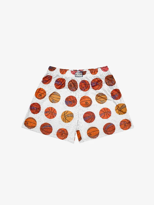 Men's high - waisted swim shorts with UPF protection for beach vacationsMESH SHORTS "BASKETBALLS" Men's high - waisted swim shorts with UPF protection for beach vacationsMESH SHORTS "BASKETBALLS"