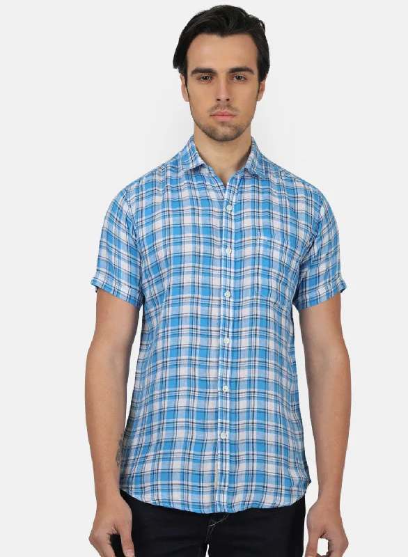 Men's Embroidered Detail Casual Shirts in Beige for a Touch of EleganceMen Blue Check Shirts Men's Embroidered Detail Casual Shirts in Beige for a Touch of EleganceMen Blue Check Shirts
