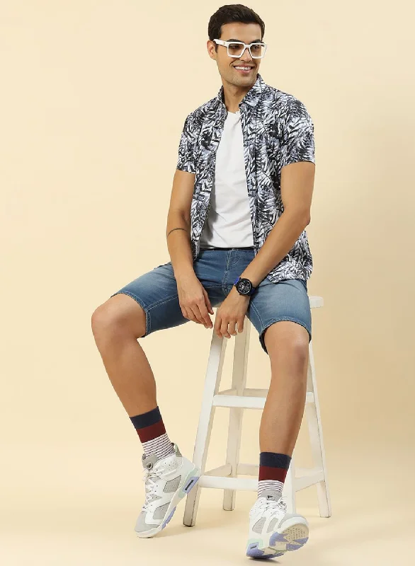 Men's Sustainable Recycled Material Casual Shirts for Eco - Conscious ConsumersMen Blue Printed Shirt Men's Sustainable Recycled Material Casual Shirts for Eco - Conscious ConsumersMen Blue Printed Shirt