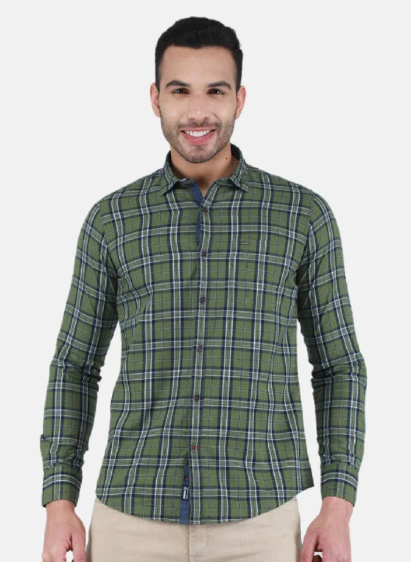 Men's Wrinkle - Resistant Polyester Blend Casual Shirts for Easy Travel and MaintenanceMen Green Check Shirt Men's Wrinkle - Resistant Polyester Blend Casual Shirts for Easy Travel and MaintenanceMen Green Check Shirt