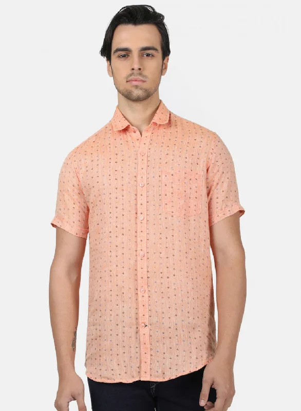 Men's Moisture - Wicking Performance Fabric Casual Shirts for Outdoor ActivitiesMen Light Orange Printed Shirts Men's Moisture - Wicking Performance Fabric Casual Shirts for Outdoor ActivitiesMen Light Orange Printed Shirts