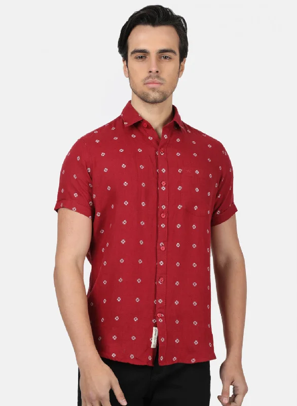Men's Sustainable Recycled Material Casual Shirts for Eco - Conscious ConsumersMen Maroon Printed Shirts Men's Sustainable Recycled Material Casual Shirts for Eco - Conscious ConsumersMen Maroon Printed Shirts