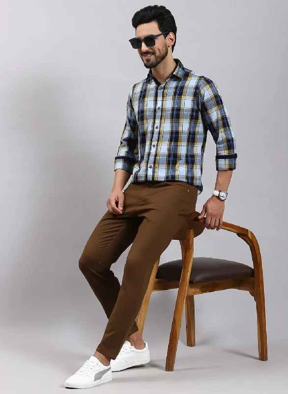 Men's Moisture - Wicking Performance Fabric Casual Shirts for Outdoor ActivitiesMen Mustard Check Pure Cotton Shirt Men's Moisture - Wicking Performance Fabric Casual Shirts for Outdoor ActivitiesMen Mustard Check Pure Cotton Shirt