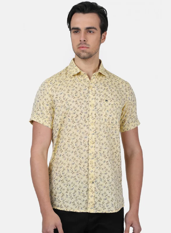 Men's Organic Cotton Casual Shirts with a Soft Handfeel for Everyday ComfortMen Mustard Printed Shirts Men's Organic Cotton Casual Shirts with a Soft Handfeel for Everyday ComfortMen Mustard Printed Shirts