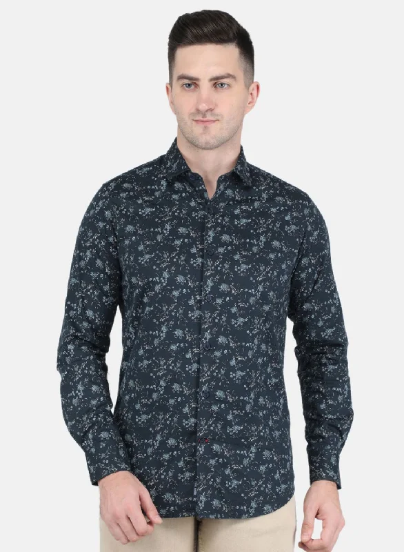 Men's Long - Line Oversized Casual Shirts in Dark Gray for a Relaxed and Modern LookMen NAvy Blue Printed Shirt Men's Long - Line Oversized Casual Shirts in Dark Gray for a Relaxed and Modern LookMen NAvy Blue Printed Shirt