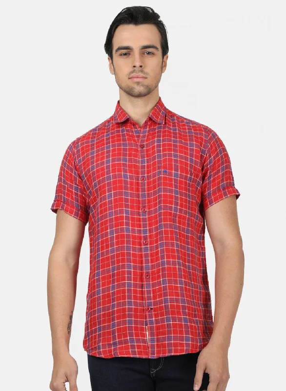 Men's Sustainable Recycled Material Casual Shirts for Eco - Conscious ConsumersMen Red Check Shirts Men's Sustainable Recycled Material Casual Shirts for Eco - Conscious ConsumersMen Red Check Shirts