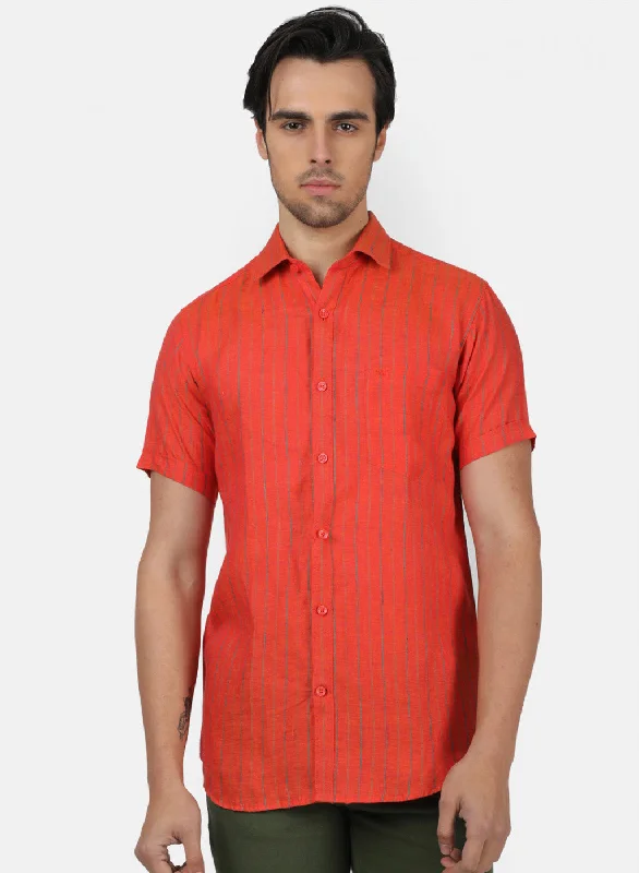 Plus Size Men's Striped Chambray Casual Shirts with a Spread Collar for a Preppy AppearanceMen Red Stripe Shirts Plus Size Men's Striped Chambray Casual Shirts with a Spread Collar for a Preppy AppearanceMen Red Stripe Shirts