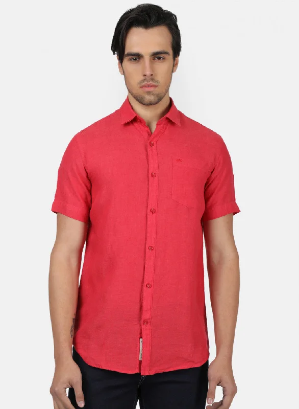Men's Slim - Fit Printed Floral Casual Shirts in Pastel Colors for a Spring - Inspired VibeMen RedSolid Shirts Men's Slim - Fit Printed Floral Casual Shirts in Pastel Colors for a Spring - Inspired VibeMen RedSolid Shirts