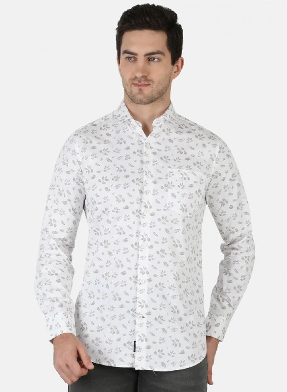 Men's Linen Blend Casual Shirts with Roll - Up Sleeves for a Summer Beach LookMen White Printed Shirt Men's Linen Blend Casual Shirts with Roll - Up Sleeves for a Summer Beach LookMen White Printed Shirt