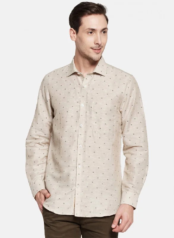 Men's Slim - Fit Printed Floral Casual Shirts in Pastel Colors for a Spring - Inspired VibeMens Beige Printed Shirt Men's Slim - Fit Printed Floral Casual Shirts in Pastel Colors for a Spring - Inspired VibeMens Beige Printed Shirt