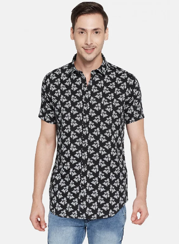 Men's Button - Down Oxford Casual Shirts in Crisp White for a Classic and Versatile StyleMens Black Printed Shirt Men's Button - Down Oxford Casual Shirts in Crisp White for a Classic and Versatile StyleMens Black Printed Shirt
