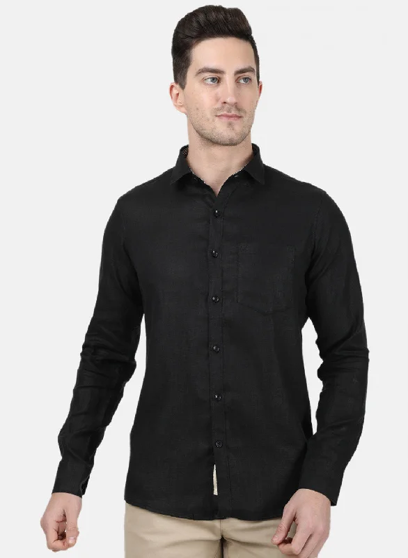 Men's Thermal - Lined Casual Shirts in Black for Added Warmth in Cold WeatherMens Black Solid Shirt Men's Thermal - Lined Casual Shirts in Black for Added Warmth in Cold WeatherMens Black Solid Shirt