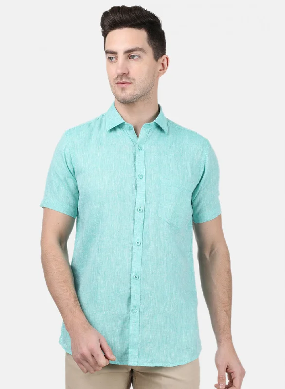Plus Size Men's Plaid Flannel Casual Shirts in Earth Tones for a Cozy Fall OutfitMens Blue Solid Shirt
