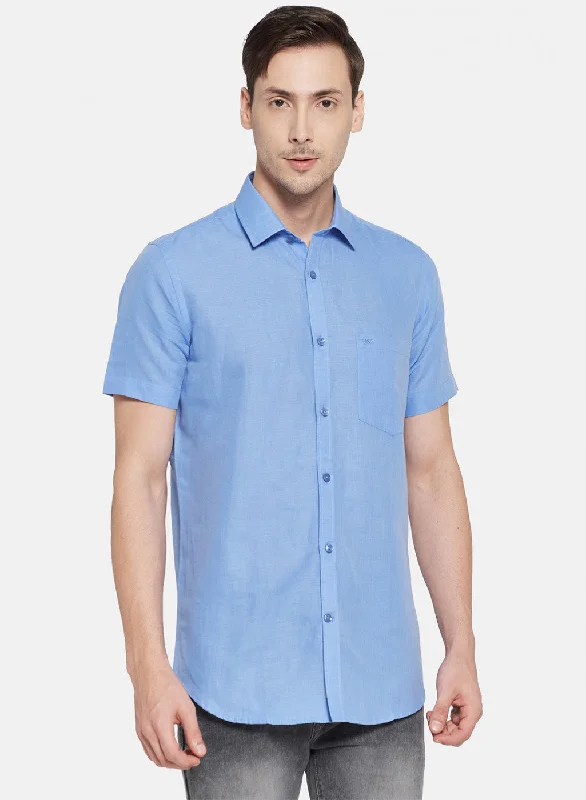 Men's Sustainable Recycled Material Casual Shirts for Eco - Conscious ConsumersMens Blue Solid Shirt Men's Sustainable Recycled Material Casual Shirts for Eco - Conscious ConsumersMens Blue Solid Shirt