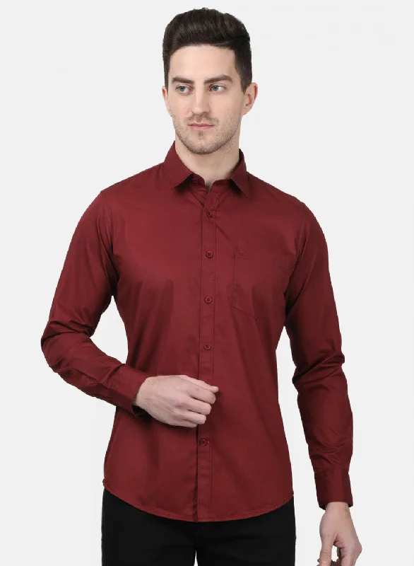 Men's Shearling - Lined Collar Casual Shirts in Brown for a Rustic and Warm AppealMens Maroon Solid Shirts Men's Shearling - Lined Collar Casual Shirts in Brown for a Rustic and Warm AppealMens Maroon Solid Shirts