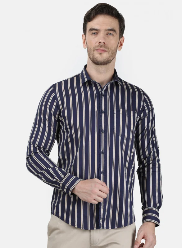 Men's Organic Cotton Casual Shirts with a Soft Handfeel for Everyday ComfortMens NAvy Blue Stripe Shirt Men's Organic Cotton Casual Shirts with a Soft Handfeel for Everyday ComfortMens NAvy Blue Stripe Shirt