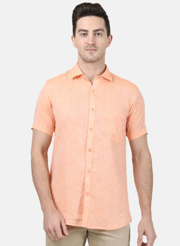 Men's Retro - Style Hawaiian Print Casual Shirts in Bold Patterns for a Tropical VacationMens Orange Solid Shirt Men's Retro - Style Hawaiian Print Casual Shirts in Bold Patterns for a Tropical VacationMens Orange Solid Shirt