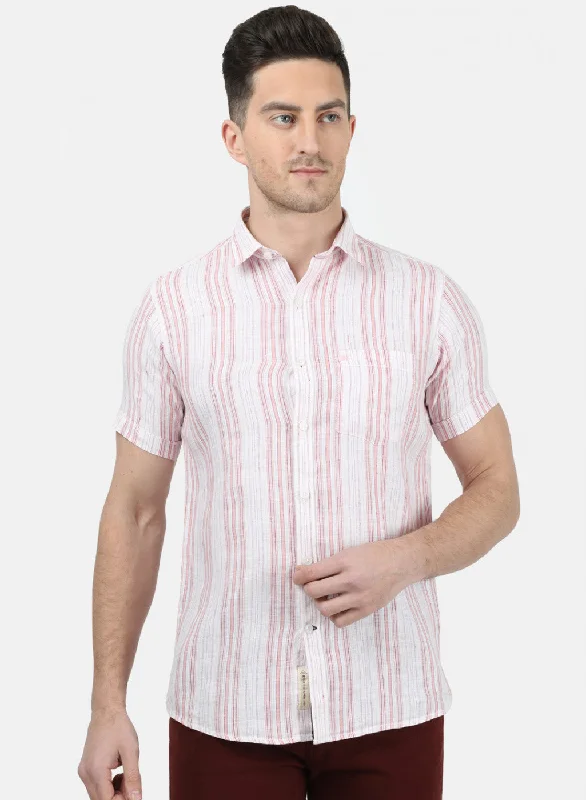 Plus Size Men's Striped Chambray Casual Shirts with a Spread Collar for a Preppy AppearanceMens Orange Stripe Shirt Plus Size Men's Striped Chambray Casual Shirts with a Spread Collar for a Preppy AppearanceMens Orange Stripe Shirt