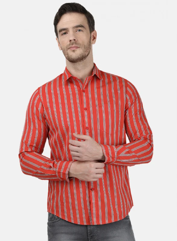Men's Retro - Style Hawaiian Print Casual Shirts in Bold Patterns for a Tropical VacationMens Orange Stripe Shirt Men's Retro - Style Hawaiian Print Casual Shirts in Bold Patterns for a Tropical VacationMens Orange Stripe Shirt