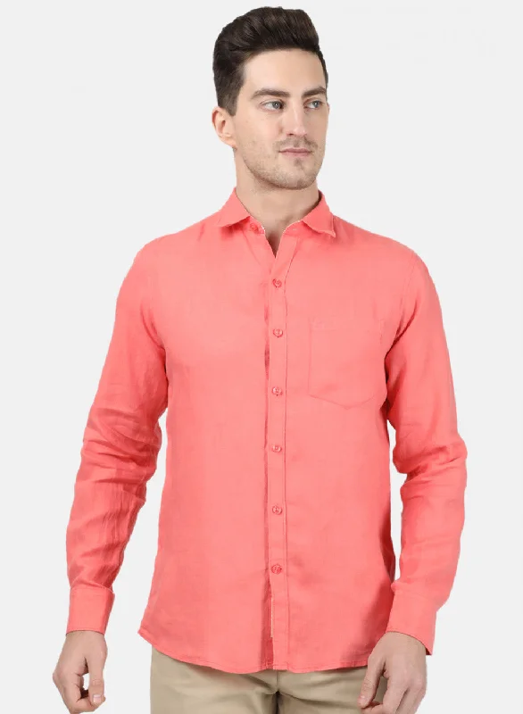 Men's Retro - Style Hawaiian Print Casual Shirts in Bold Patterns for a Tropical VacationMens Peach Solid Shirt Men's Retro - Style Hawaiian Print Casual Shirts in Bold Patterns for a Tropical VacationMens Peach Solid Shirt