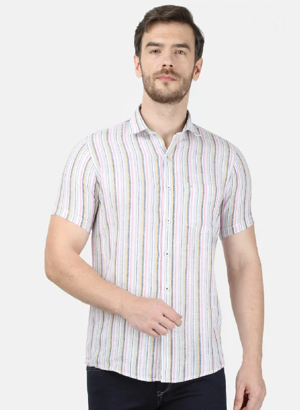 Plus Size Men's Striped Chambray Casual Shirts with a Spread Collar for a Preppy AppearanceMens Pink Stripe Shirt Plus Size Men's Striped Chambray Casual Shirts with a Spread Collar for a Preppy AppearanceMens Pink Stripe Shirt