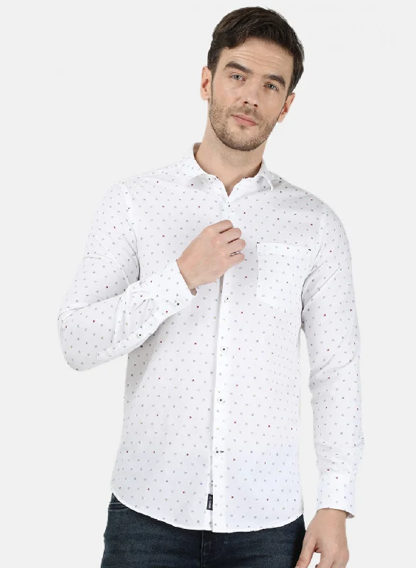 Men's Button - Down Oxford Casual Shirts in Crisp White for a Classic and Versatile StyleMens White Printed Shirt Men's Button - Down Oxford Casual Shirts in Crisp White for a Classic and Versatile StyleMens White Printed Shirt