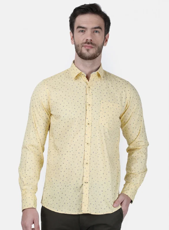 Men's Linen Blend Casual Shirts with Roll - Up Sleeves for a Summer Beach LookMens Yellow Printed Shirt Men's Linen Blend Casual Shirts with Roll - Up Sleeves for a Summer Beach LookMens Yellow Printed Shirt