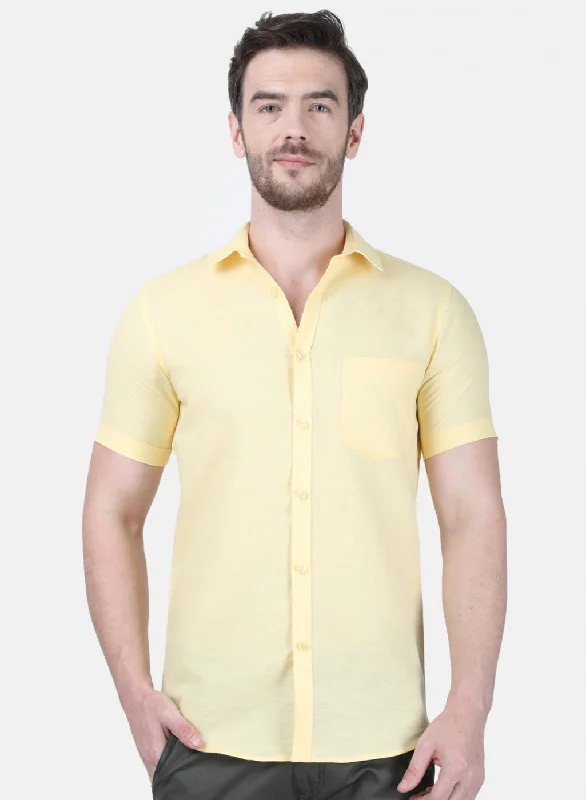 Men's Moisture - Wicking Performance Fabric Casual Shirts for Outdoor ActivitiesMens Yellow Solid Shirt Men's Moisture - Wicking Performance Fabric Casual Shirts for Outdoor ActivitiesMens Yellow Solid Shirt