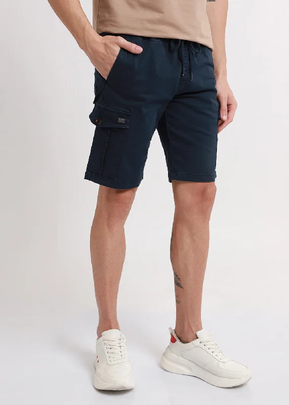 Men's button - fly denim work shorts for durability on the jobNavy Blue Cotton Cargo Shorts Men's button - fly denim work shorts for durability on the jobNavy Blue Cotton Cargo Shorts