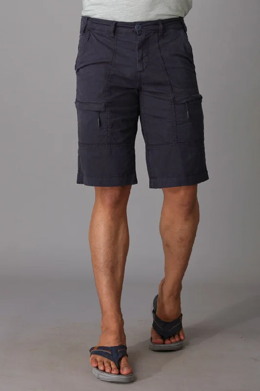 Men's elastic waistband lounge shorts for lazy weekends at homeNavy Cotton Cargo Short Men's elastic waistband lounge shorts for lazy weekends at homeNavy Cotton Cargo Short