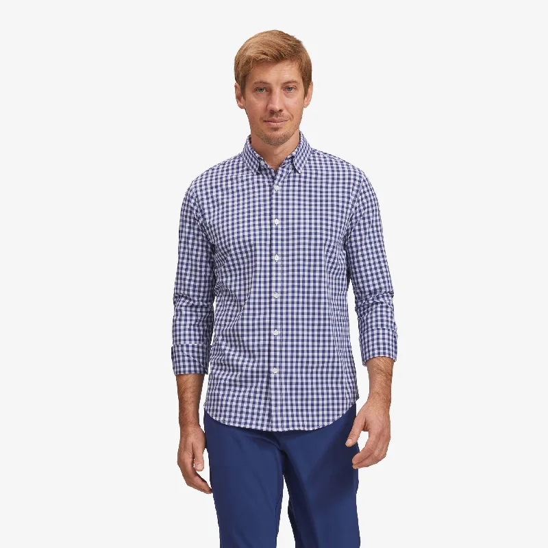 Men's Tailored Fit Checkered Casual Shirts in Multicolor for a Smart - Casual EnsembleNavy White Gingham Men's Tailored Fit Checkered Casual Shirts in Multicolor for a Smart - Casual EnsembleNavy White Gingham