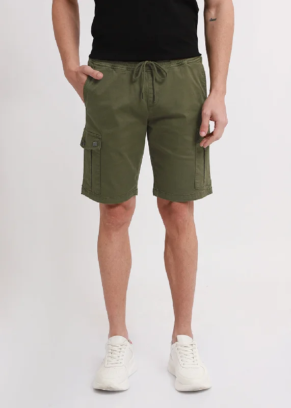 Men's adjustable - length convertible shorts for versatile useOlive Green Cotton Cargo Shorts Men's adjustable - length convertible shorts for versatile useOlive Green Cotton Cargo Shorts