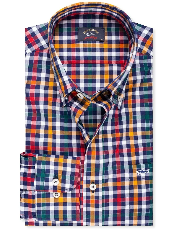 Men's Moisture - Wicking Performance Fabric Casual Shirts for Outdoor ActivitiesCheck Button Down Shirt Red/navy/yellow Men's Moisture - Wicking Performance Fabric Casual Shirts for Outdoor ActivitiesCheck Button Down Shirt Red/navy/yellow