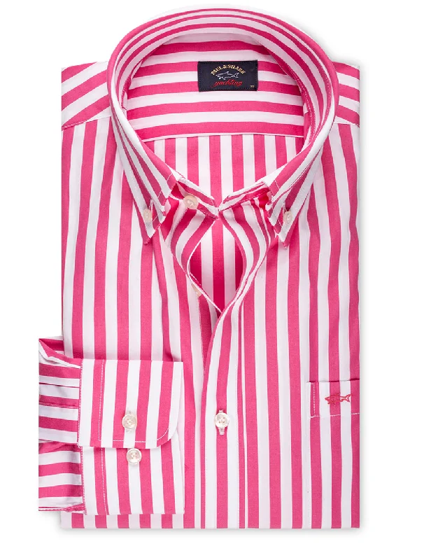 Men's Slim - Fit Printed Floral Casual Shirts in Pastel Colors for a Spring - Inspired VibeStripe Shirt Pink Men's Slim - Fit Printed Floral Casual Shirts in Pastel Colors for a Spring - Inspired VibeStripe Shirt Pink