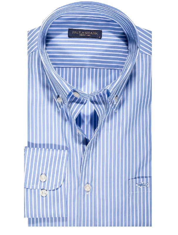 Men's Organic Cotton Casual Shirts with a Soft Handfeel for Everyday ComfortStriped cotton shirt Blue Men's Organic Cotton Casual Shirts with a Soft Handfeel for Everyday ComfortStriped cotton shirt Blue