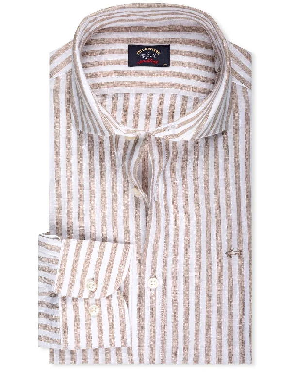 Plus Size Men's Plaid Flannel Casual Shirts in Earth Tones for a Cozy Fall OutfitStripe Linen Shirt Brown Plus Size Men's Plaid Flannel Casual Shirts in Earth Tones for a Cozy Fall OutfitStripe Linen Shirt Brown