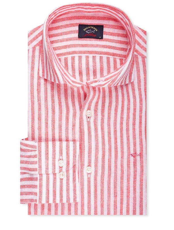 Men's Stretch - Fabric Casual Shirts in Navy Blue for a Comfortable and Flexible FitStripe Linen Shirt Pink Men's Stretch - Fabric Casual Shirts in Navy Blue for a Comfortable and Flexible FitStripe Linen Shirt Pink
