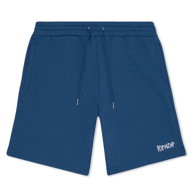 Men's elastic waistband lounge shorts for lazy weekends at homePeek A Nerm Sweatshorts (Pacific Blue) Men's elastic waistband lounge shorts for lazy weekends at homePeek A Nerm Sweatshorts (Pacific Blue)