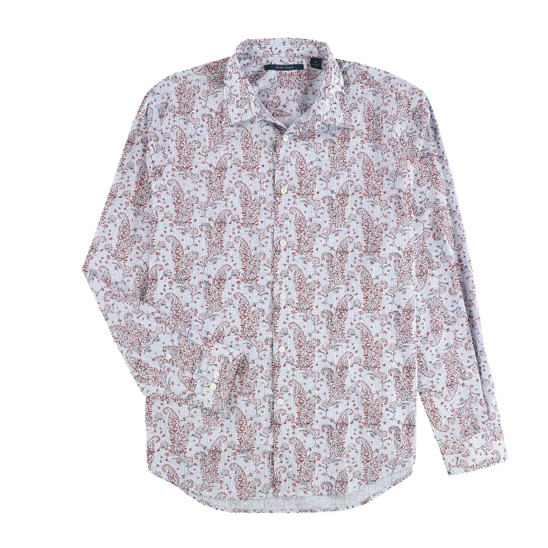 Men's Organic Cotton Casual Shirts with a Soft Handfeel for Everyday ComfortPerry Ellis Mens Gingham Paisley Button Up Shirt, Red, X-Large Men's Organic Cotton Casual Shirts with a Soft Handfeel for Everyday ComfortPerry Ellis Mens Gingham Paisley Button Up Shirt, Red, X-Large