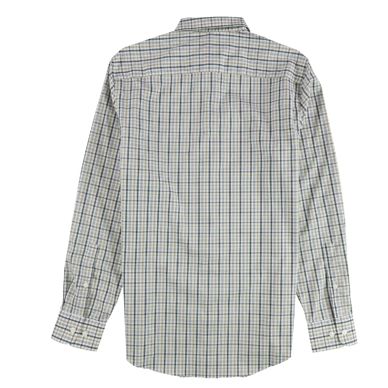 Plus Size Men's Plaid Flannel Casual Shirts in Earth Tones for a Cozy Fall OutfitPerry Ellis Mens Multi Button Up Shirt, Green, Small