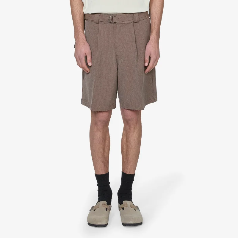 Men's neon - colored athletic shorts for high - visibility workoutsPleated Suit Short Taupe Pinstripe Men's neon - colored athletic shorts for high - visibility workoutsPleated Suit Short Taupe Pinstripe