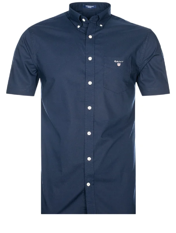 Men's Two - Tone Contrast Panel Casual Shirts in White and Navy for a Stylish and Eye - Catching DesignRegular Fit Short Sleeve Broadcloth Shirt Marine Men's Two - Tone Contrast Panel Casual Shirts in White and Navy for a Stylish and Eye - Catching DesignRegular Fit Short Sleeve Broadcloth Shirt Marine