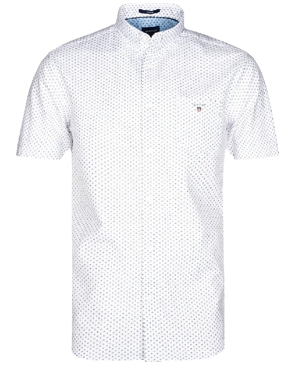 Men's Retro - Style Hawaiian Print Casual Shirts in Bold Patterns for a Tropical VacationRegular Fit Oxford Micro Print Short Sleeve Button-down White Men's Retro - Style Hawaiian Print Casual Shirts in Bold Patterns for a Tropical VacationRegular Fit Oxford Micro Print Short Sleeve Button-down White
